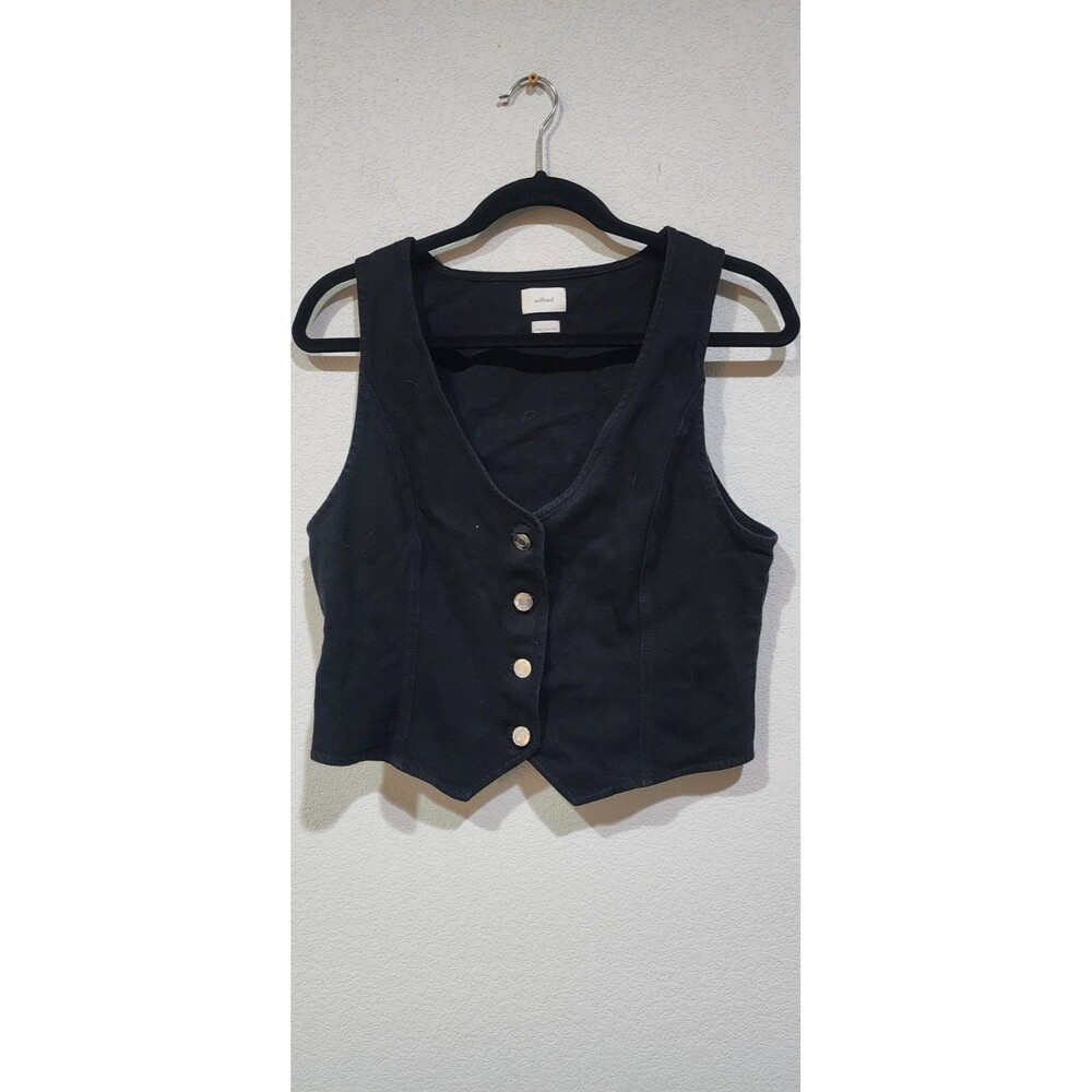 Aritzia Black Wilfred Button Up Jean Vest Top Size L